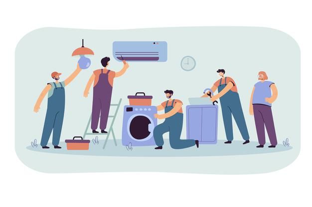 Free Vector _ Handymen repairing clients home appliance_ Cartoon illustration.jpg